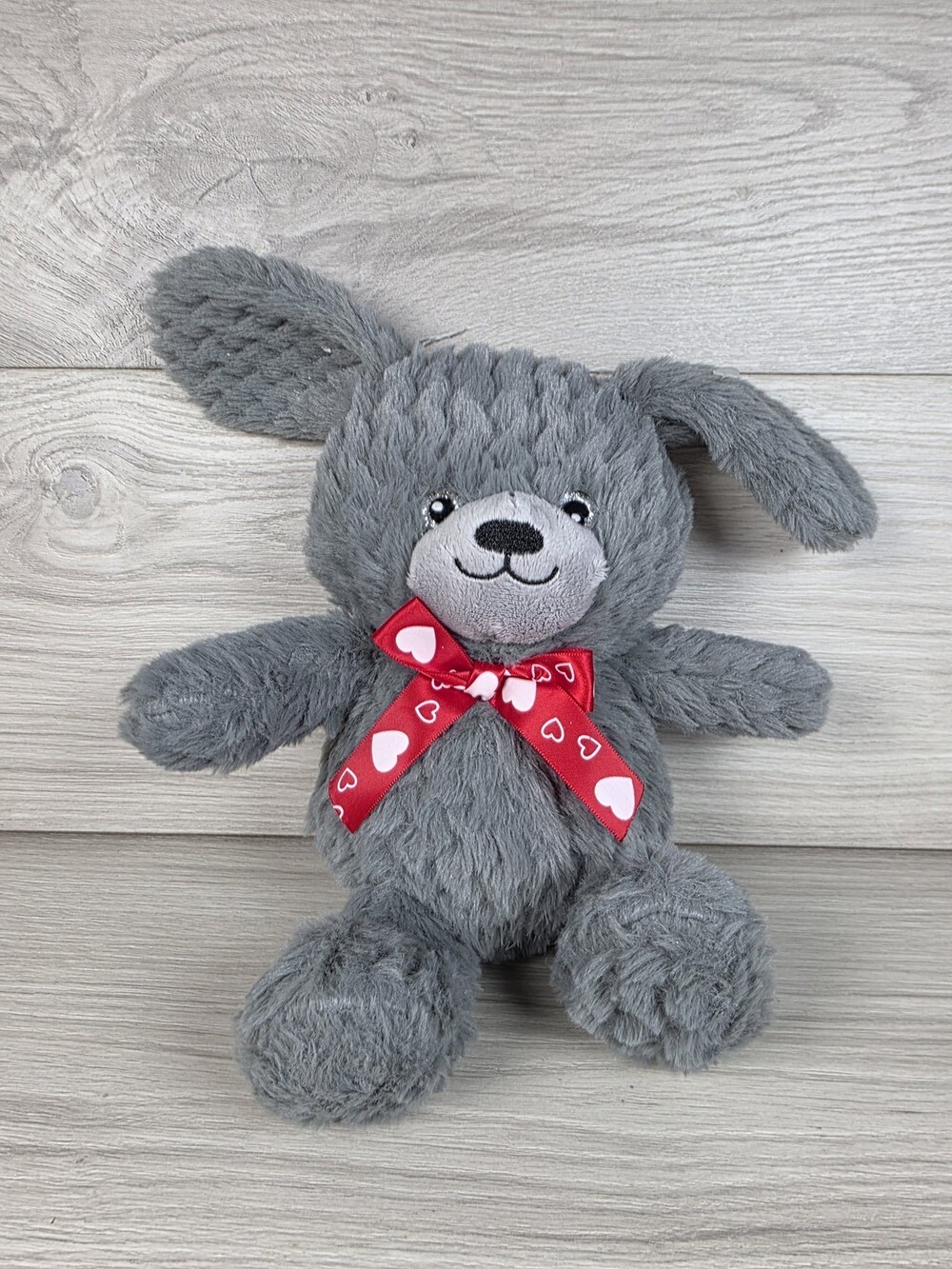 Wholesale Merchandisers Gray Dog Plush Stuffed Animal w Long Ears and Bow SU18